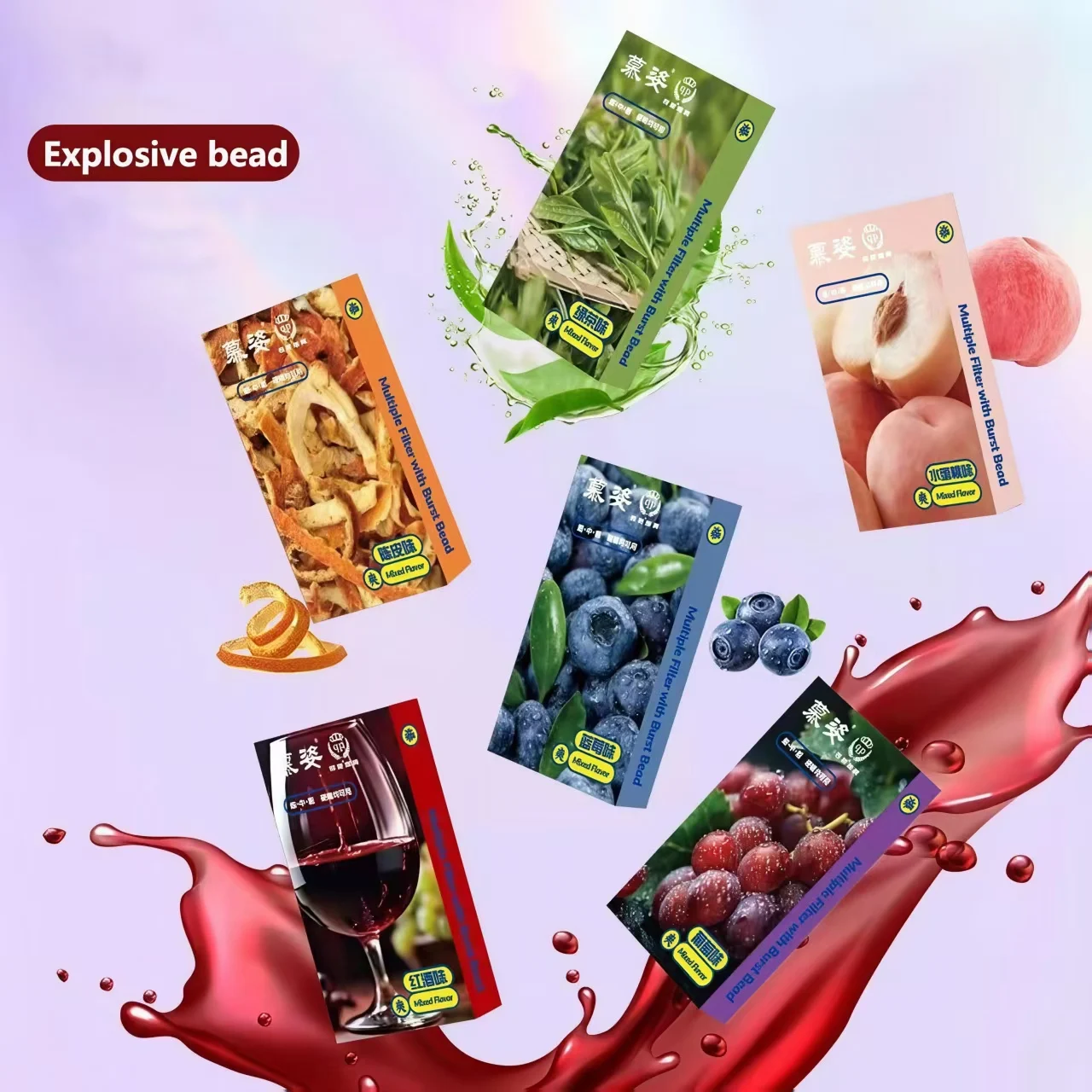Pre-Installed Flavor Bead Filters (10pcs)5s Cool Burst Release, Crush Capsule Design, Hygienic Sealed for Fruit/Mint Freshness