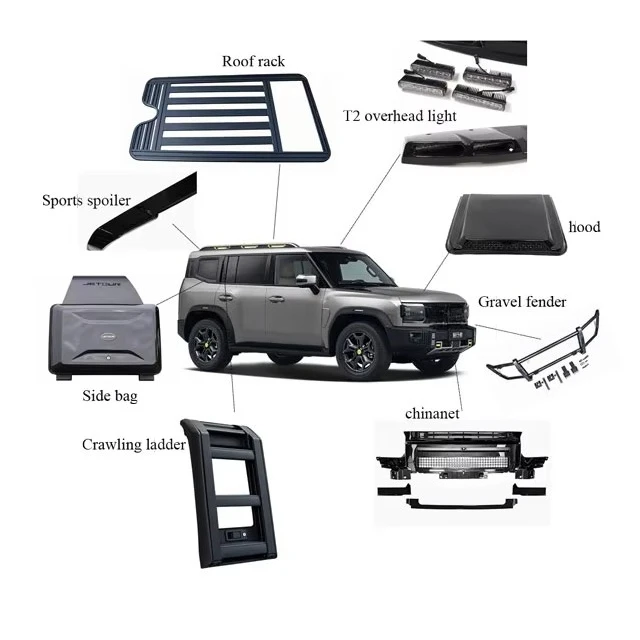 

For Chery Jetour T2 Body Kits Luggage Rack Ladder Side Bags Dome Light Spoiler Bumper for Jetour Accessory
