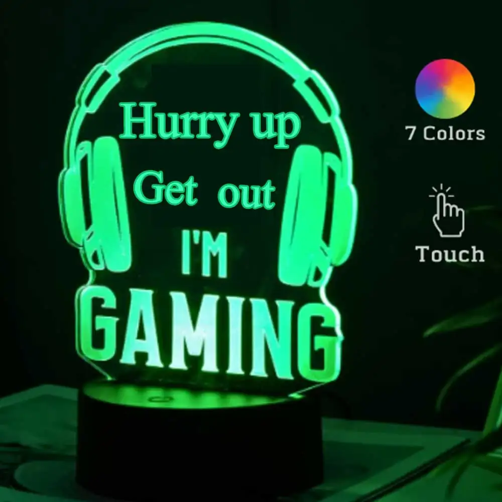 3D Acrílico Night Light com cabo USB, toque de controle remoto, Desktop Music, sala de jogos, decoração de cabeceira, mesa pequena, 7, 16 cores