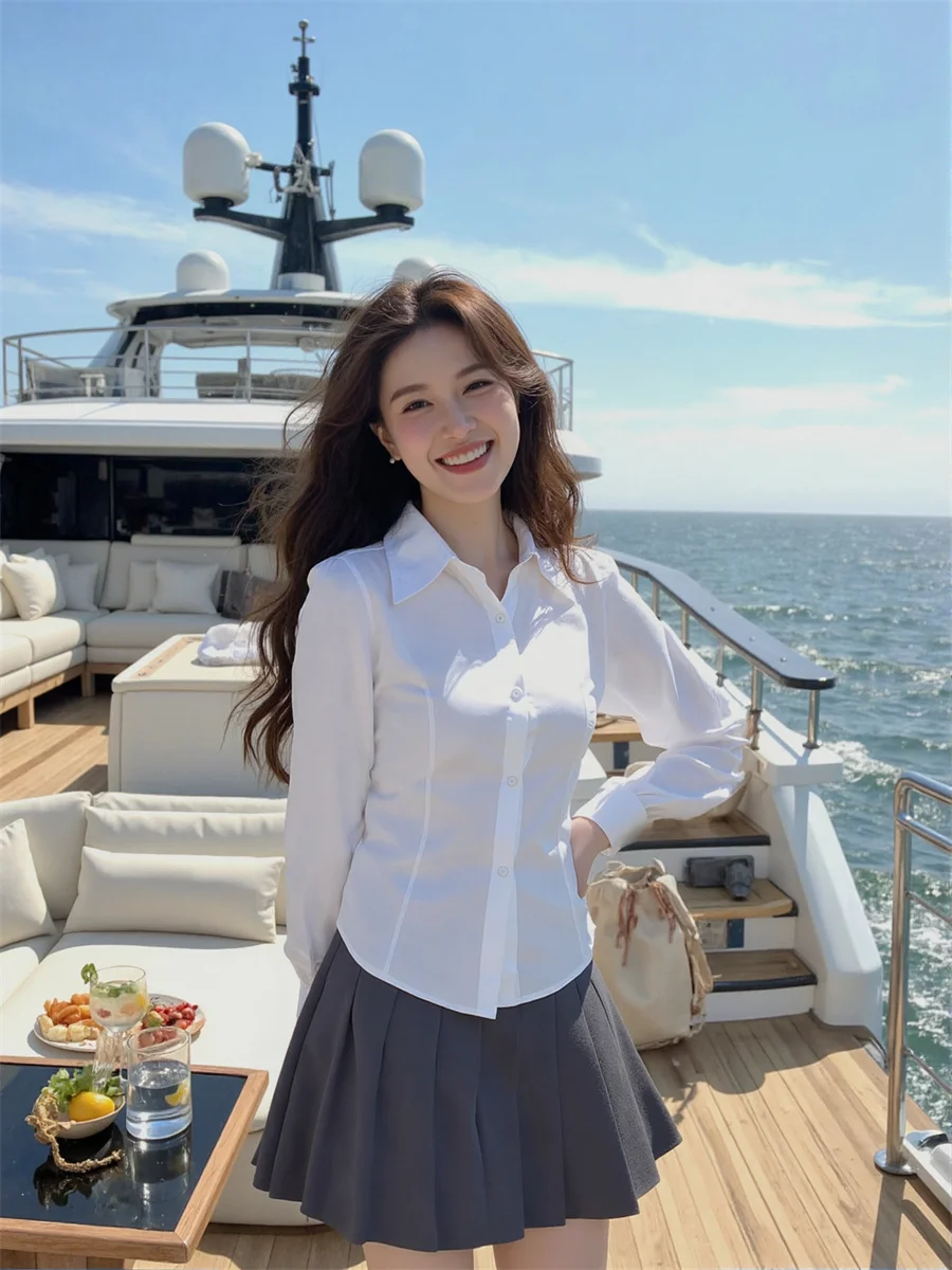 

Women Shirts Lateral Division Configuration Innovative Element Urbanized Aesthetic Monotone Impression Seasonal Apparel