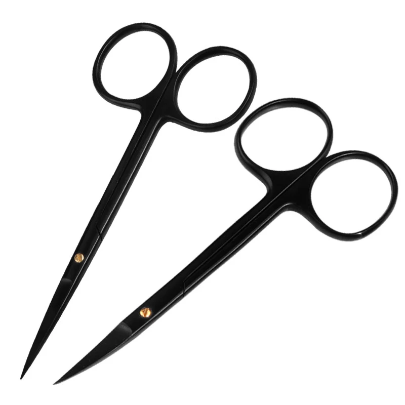 Ophthalmic porcelain black handle surgical scissors tungsten carbon steel double eyelid 10cm plastic eye surgery tools straight