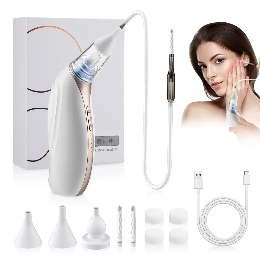 2 In 1 Intelligent Vacuum Earwax Remover 3 Adjustable Suction Levels Earwax Removal Kits Adults & Children Low-Noise Ear Dryer