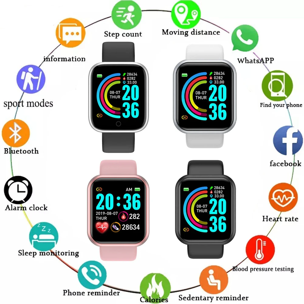 Z40 Y68 Smart Watch Men Waterproof Sport Watch Fitness Tracker Bracelet Blood Pressure Heart Rate For Android IOS Dropshipping