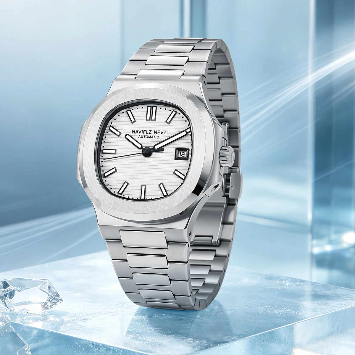 New NAVIFLZ NFVZ Men's Wristwatch Classic King of Steel Series Scratch Resistant Sapphire Crystal Stainless Steel 50M Waterproof