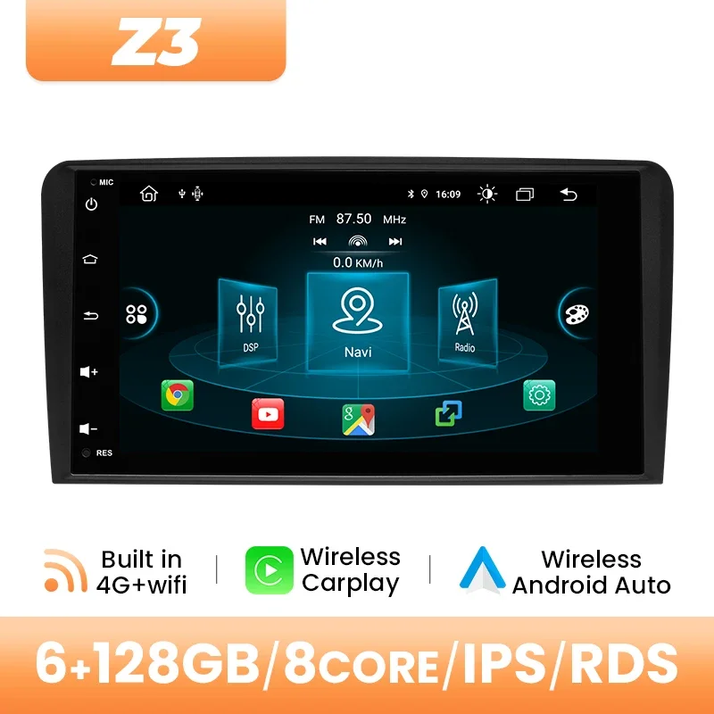 8Inch IPS Android14 AI Voice Draadloze Carplay Autoradio Multimedia Voor Audi A3 2 8P 2003-2013 8GB 128GB GPS Navigatie DSP Audio
