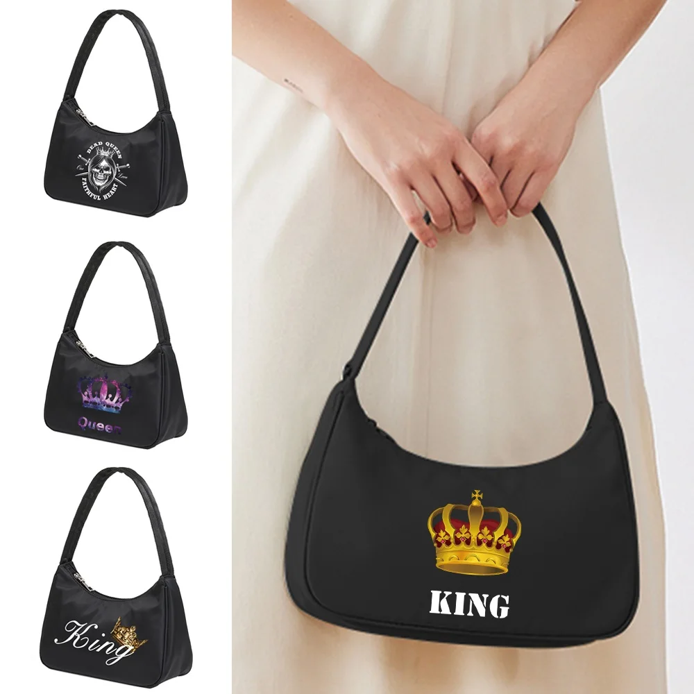 2022 Underarm Bags Women Shoulder Bags Retro Street Handbag All-match Casual Commute Organizer Bag King Print Pattern