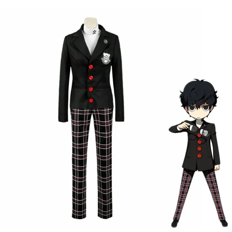 Game Persona 5 Akira Kurusu Cosplay Costume P5 Ren Amamiya Full Set School Uniform Mens Suits Halloween Unisex Blazer Outfit