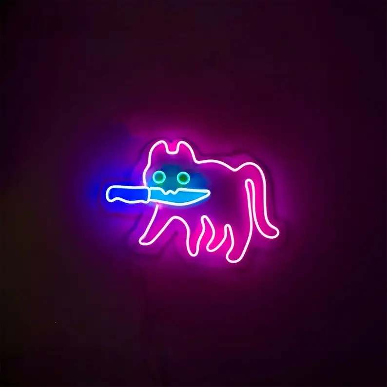 Sneaker Cat Neon Sign Custom Fun LED Light Stand o Hang Gift For Kids Partner Cute Bedroom Wall Decor Mood Booster Light Kitten