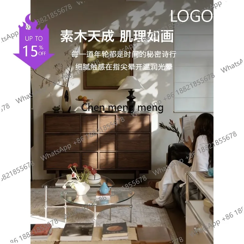 

M183 Medieval solid wood ink sandalwood chest cabinet black walnut bedroom living room large capacity storage cabinet