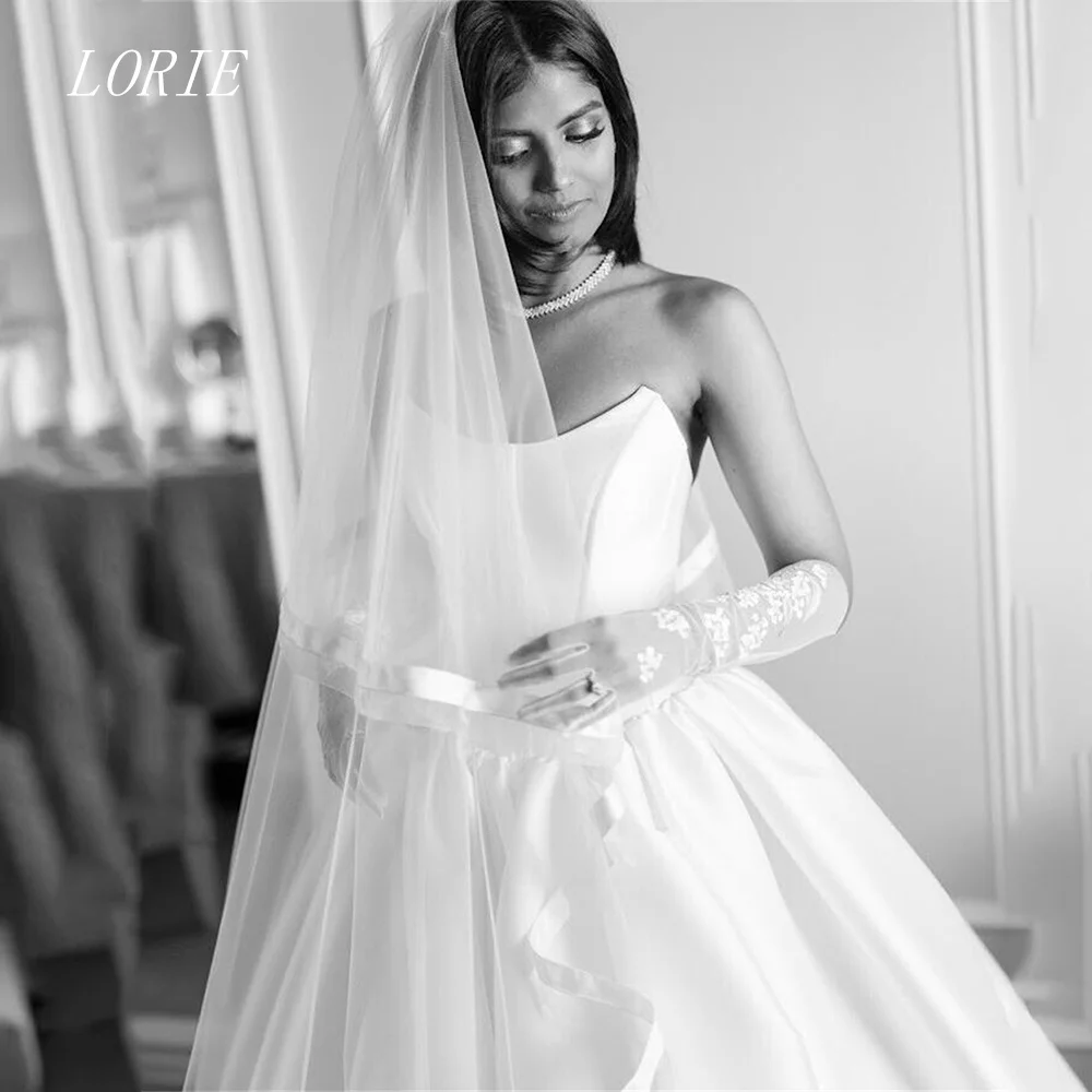 LORIE Luxury A Line Wedding Dress Elegant Boat Neck Bridal Dresses Waist Cinching Sleeveless Wedding Gown Customized 2026