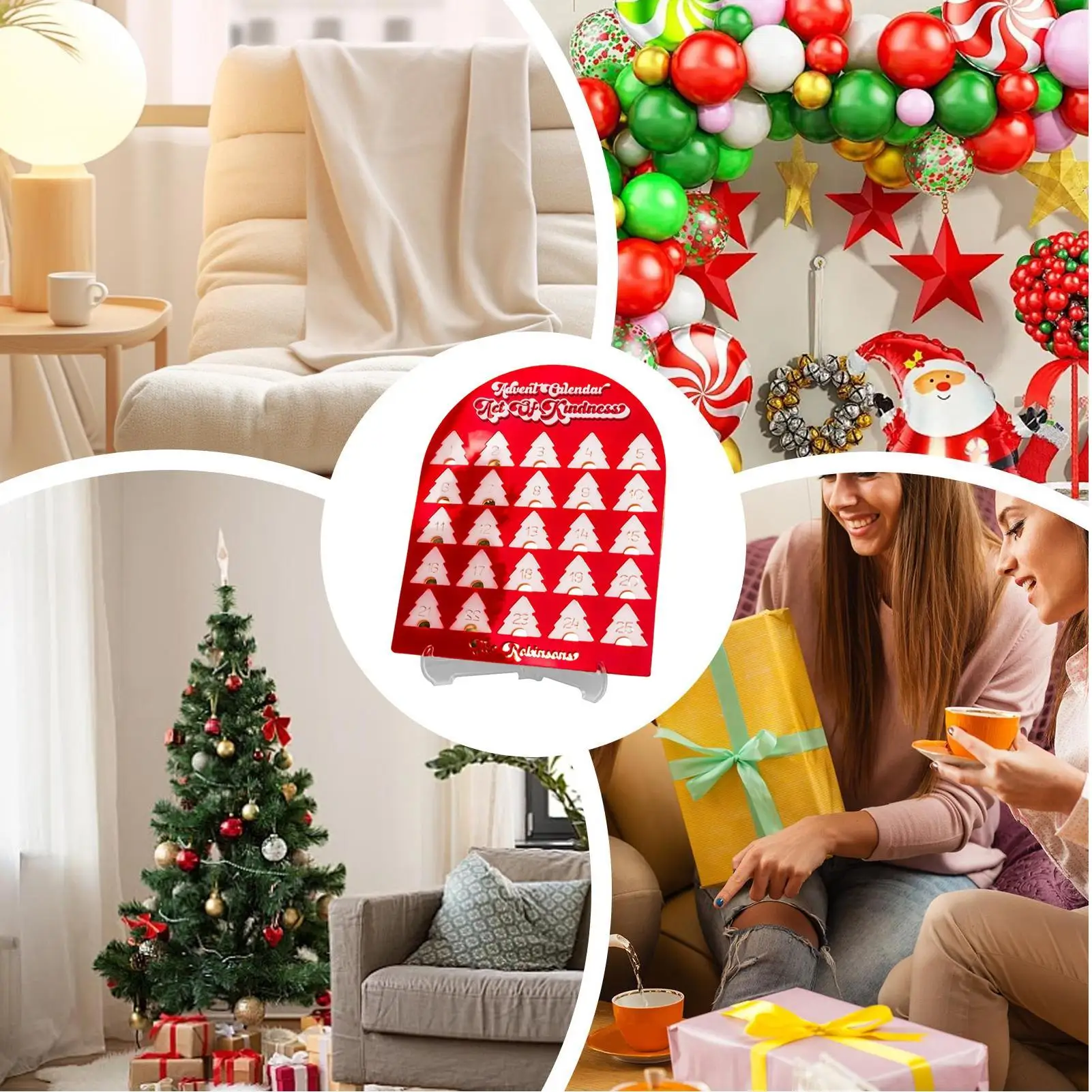 

Рождественский обратный отсчет, 25-дневная центральная часть, Адвент, акриловые рождественские украшения для стола для взрослых, дома, зимы, гостиной, спальни