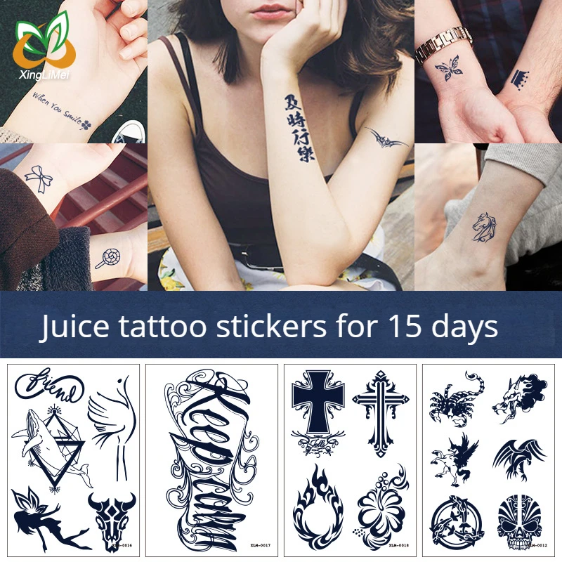 Herbal Juice Tattoo Semi Permanent 7-15 Day Plant Large Picture Tattoo Flower Arm Temporary Tattoos Sticker Size:110x160mm