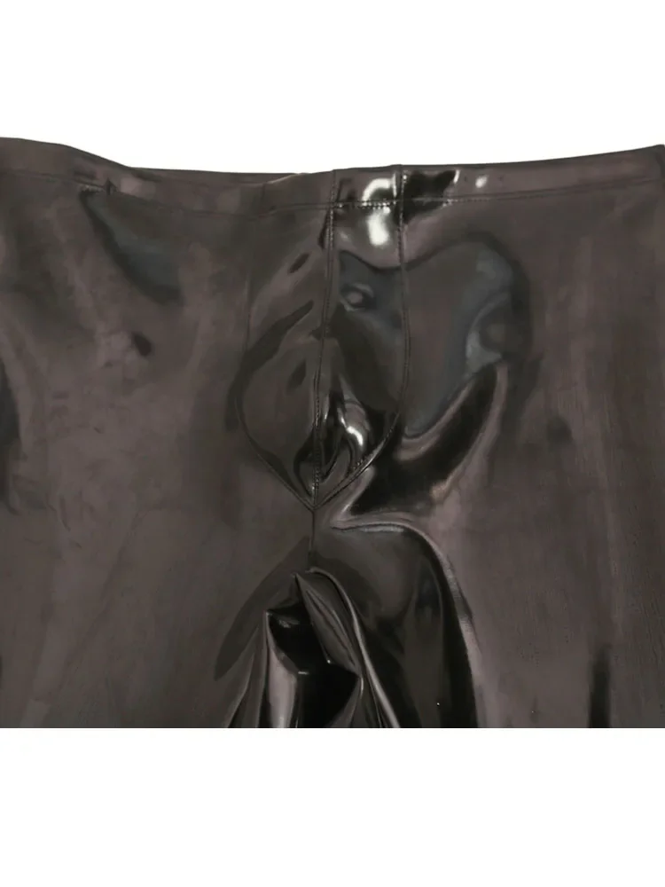 

Блестящие матовые двусторонние двусторонние джинсы из искусственной кожи из искусственной кожи с выпуклой сумкой, леггинсы с мокрым эффектом, колготки-карандаш из ПВХ, брюки, брюки