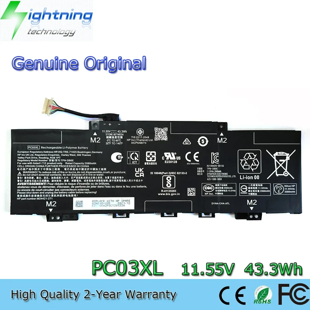 New Genuine Original PC03XL 11.55V 43.3Wh Laptop Battery for HP Pavilion x360 14 15-er0006ur TPN-DB0E M24648-005 HSTNN-OB1W