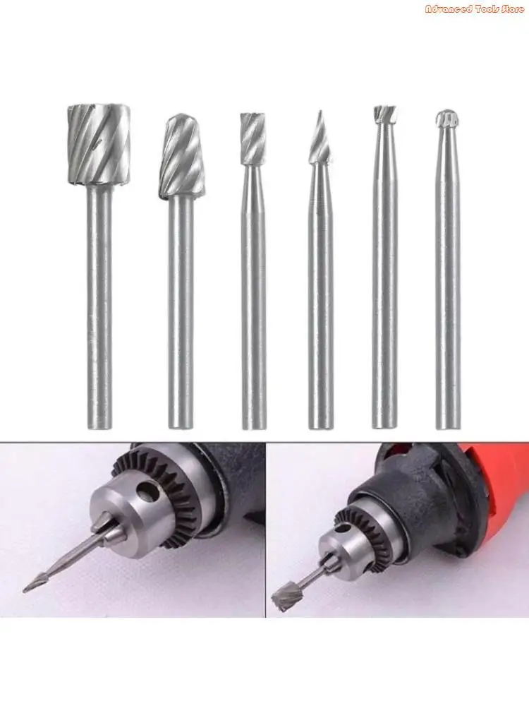 6pcs HSS Routing Router Grinding Bits Burr For Rotary Tool for Mini New W91B