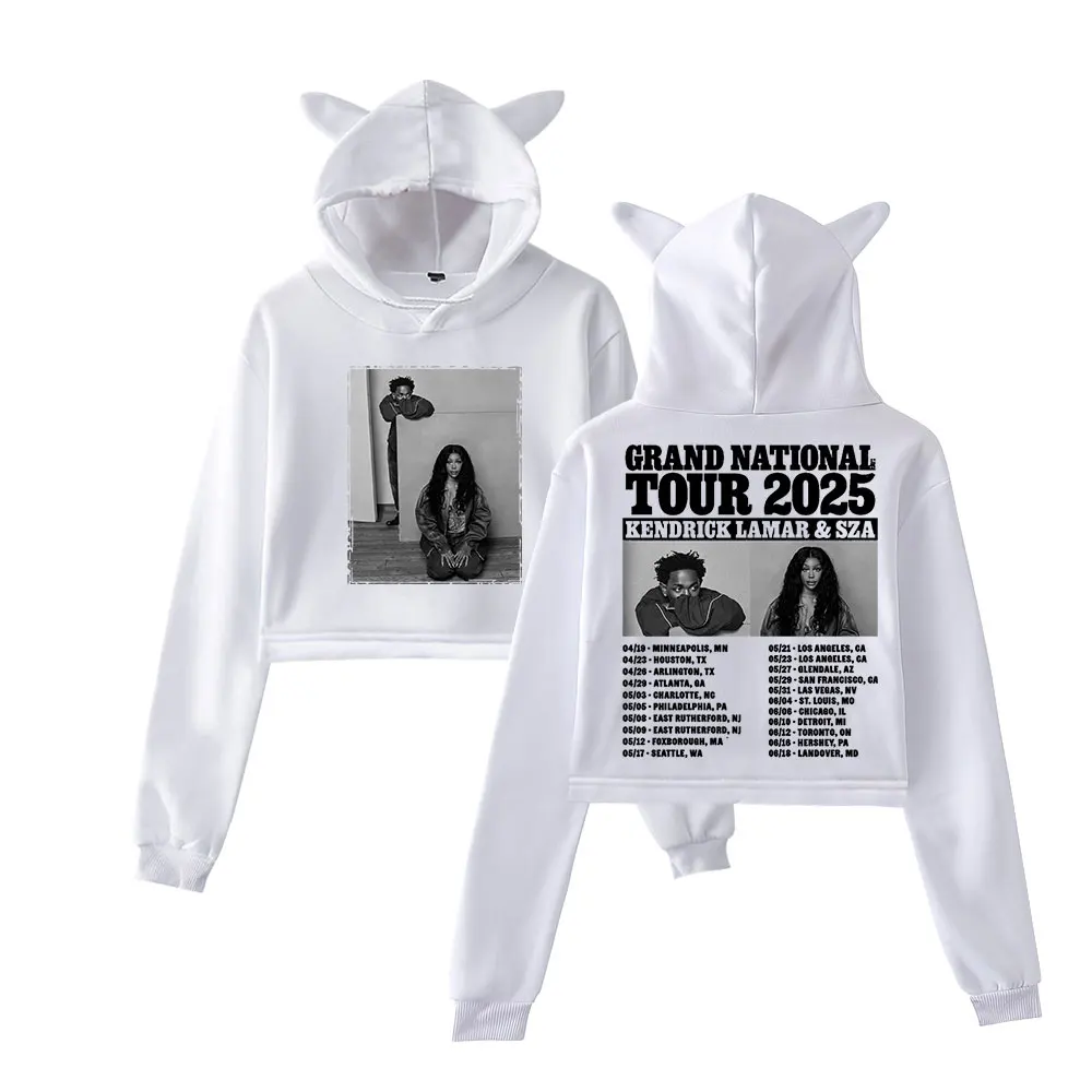 SZA Grand National Tour 2025 Merch Pullover Female Cat Ears Hoodie Long Sleeve Top Women's Clothes