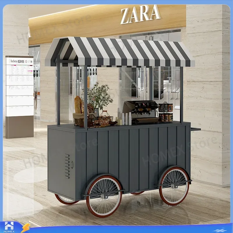 Mobile Food Cart Stainless Steel Snack Stall Commercial Street Vendor Kiosk Night Market BBQ Truck Shopping Mall Promotion