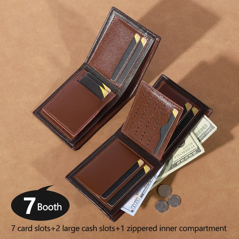 Men Inserts Foldable Wallets Picture Coin Slim Purses Business Money Credit ID Cards Holders Vintage Protection Capacity Bags