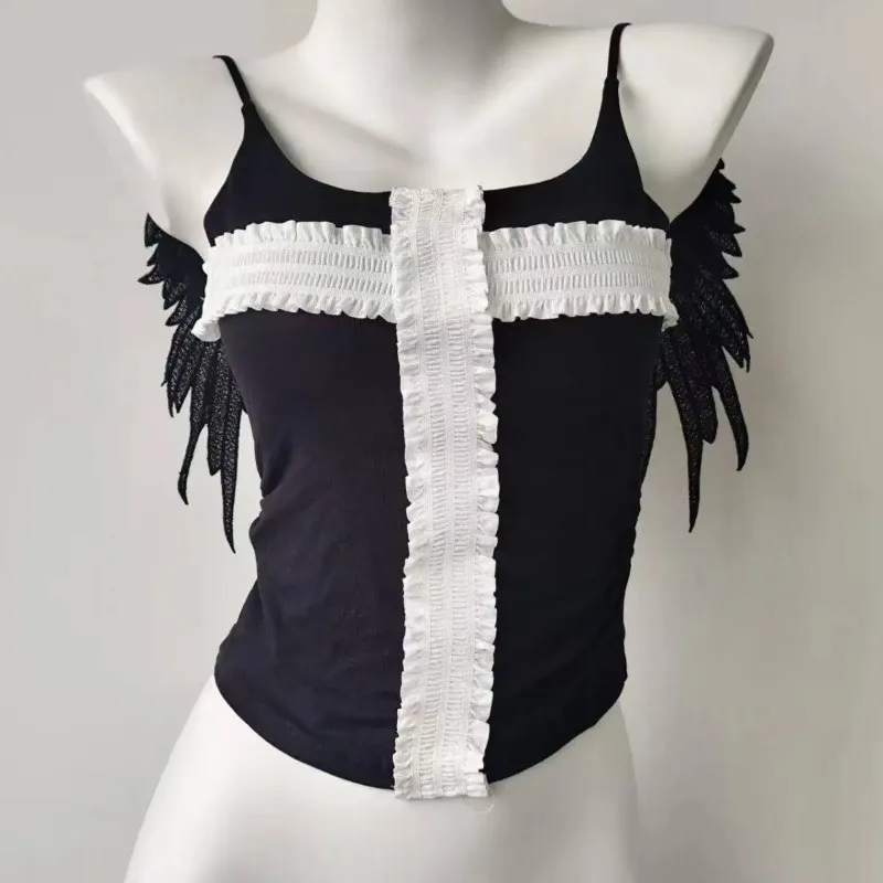 Retro Japanese Lolita Solid Sleeveless Vest Harajuku Sweet Style Women Y2K Fairy Grunge Cute Girls Daily Streetwear Outfit