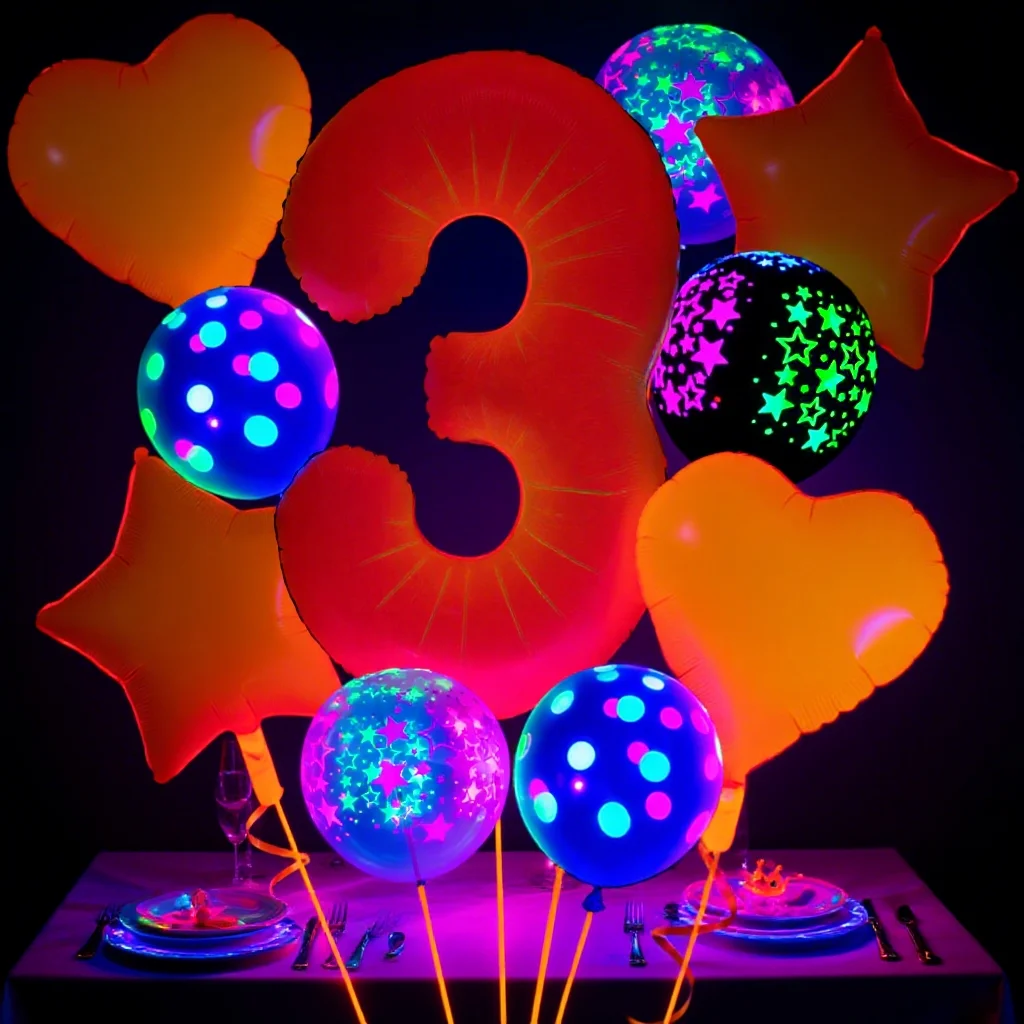 Neon-Fluoreszierender Ballon, 40 Zoll Fluoreszierender Oranger Digitaler Aluminiumfolienballon, Latexballon, Verwendet für Geburtstagsfeiern – Detail 3