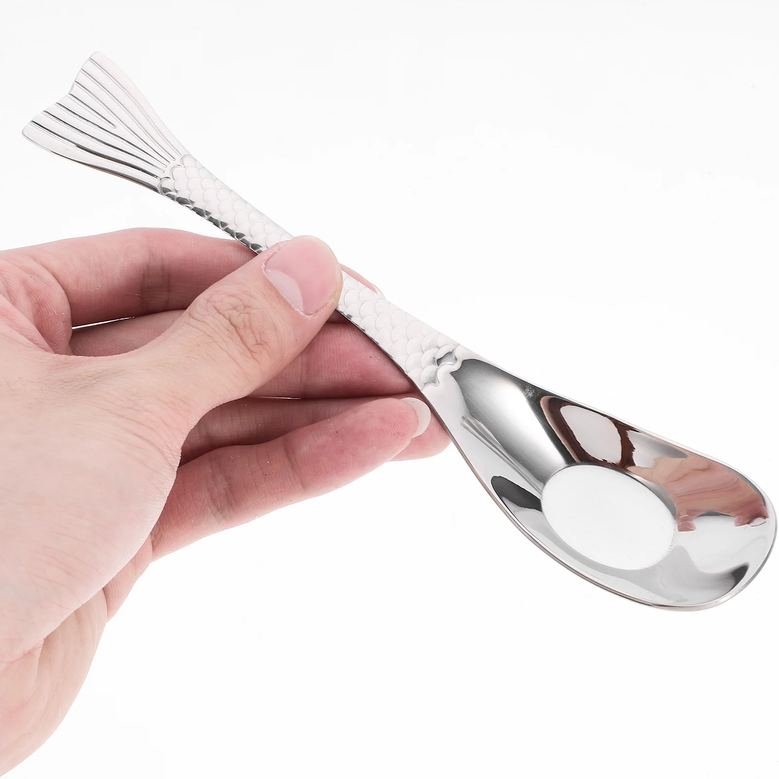 

Fish Tail Stainless Steel Spoon Compact Size Multi-Purpose Dessert Soup Ice Cream Pudding Household Practical Scoop