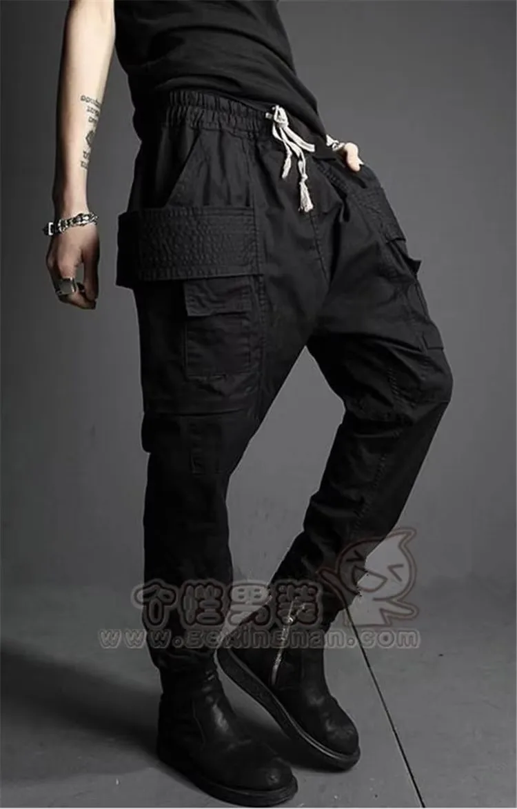 27-46  New 2025 Men's Clothing DJ Fashion Casual Personality Black Harem Pants Plus Size Singer Costumes