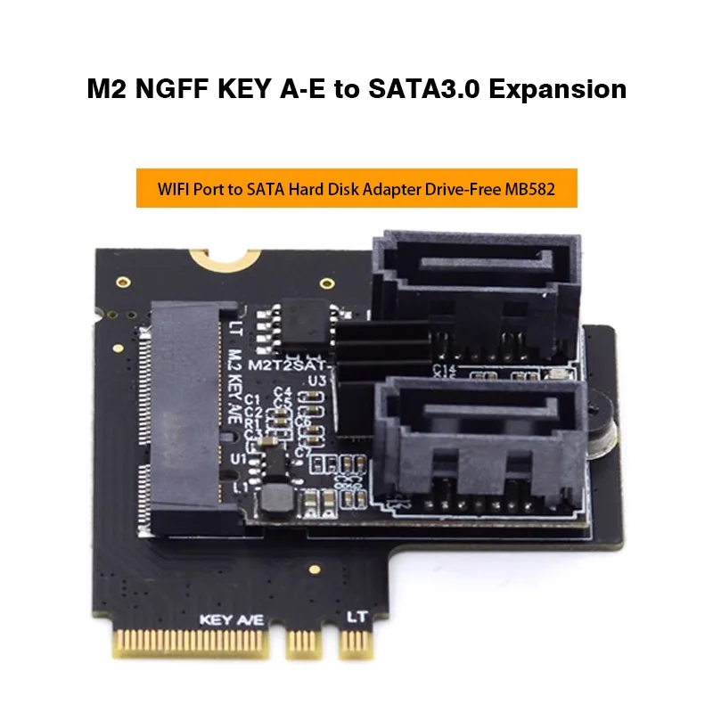 M2 NGFF KEY A-E Elbow Adapter Card Extension WIFI Port To SATA Hard Disk Adapter Card M2 NGFF KEY A-E To SATA3.0 Extension