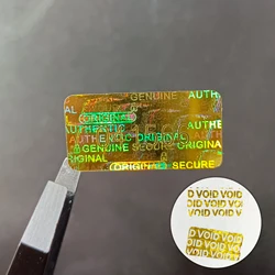 Gold Tamper Proof Hologram Stickers, High Security Labels, Warranty Void Seal, Original, Genuine, 2x1cm