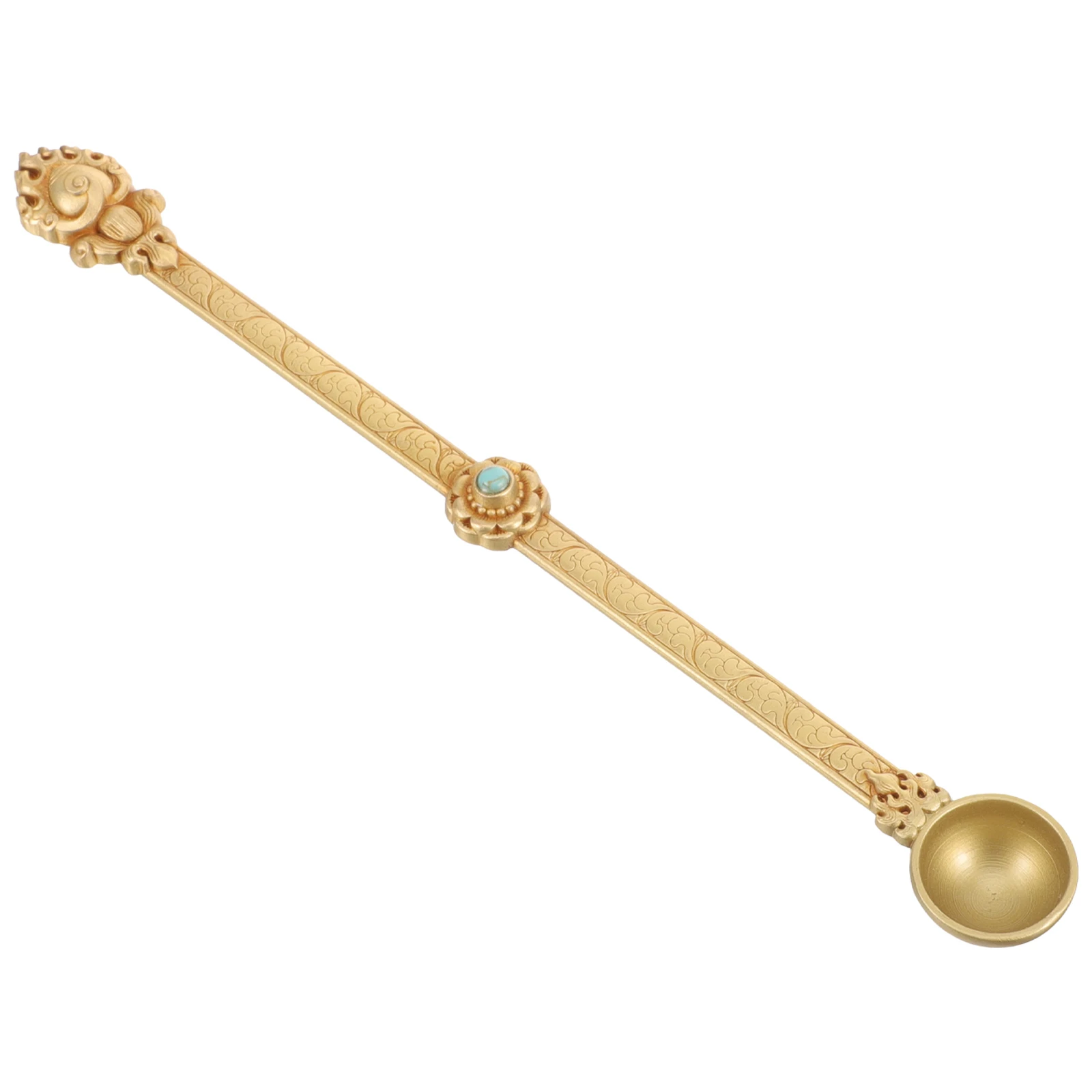 

Pure Brass Ghee for Holy Tibetan Style Crafted Spoon for Pouring Ghee in Ceremonies Reliable Brass Material