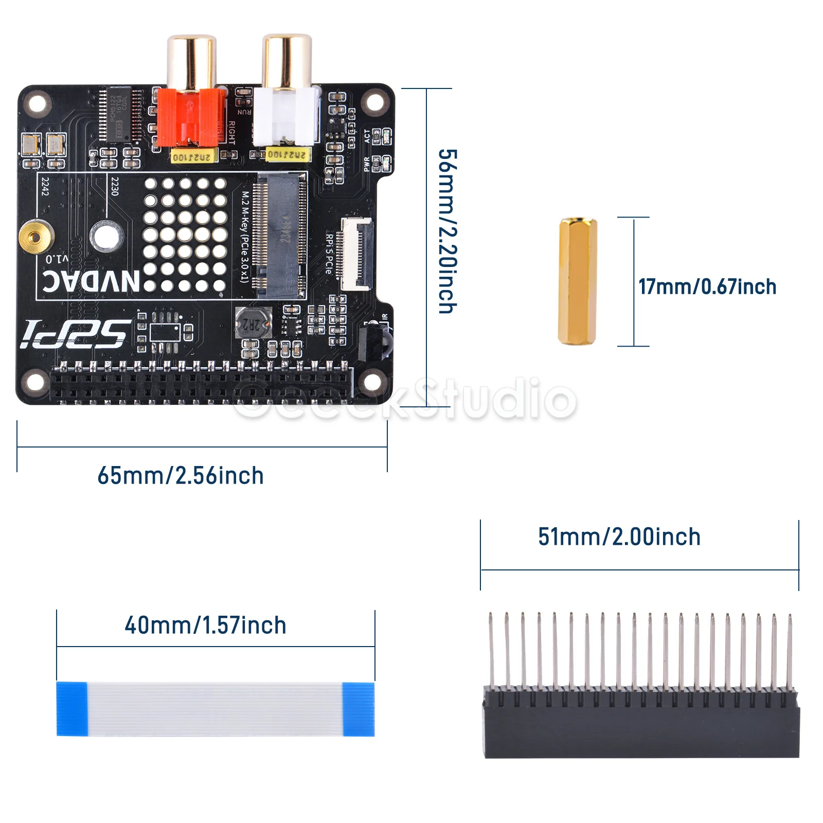 Czapka NVDAC karta rozszerzenia do Raspberry Pi 5 DAC Standard i PCIe do NVMe SSD