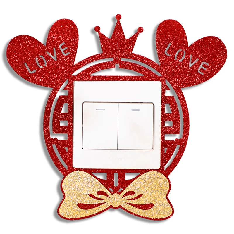 Wedding switch decorative wall sticker wedding room living room happy socket sticker wedding supplies fabric protective cover
