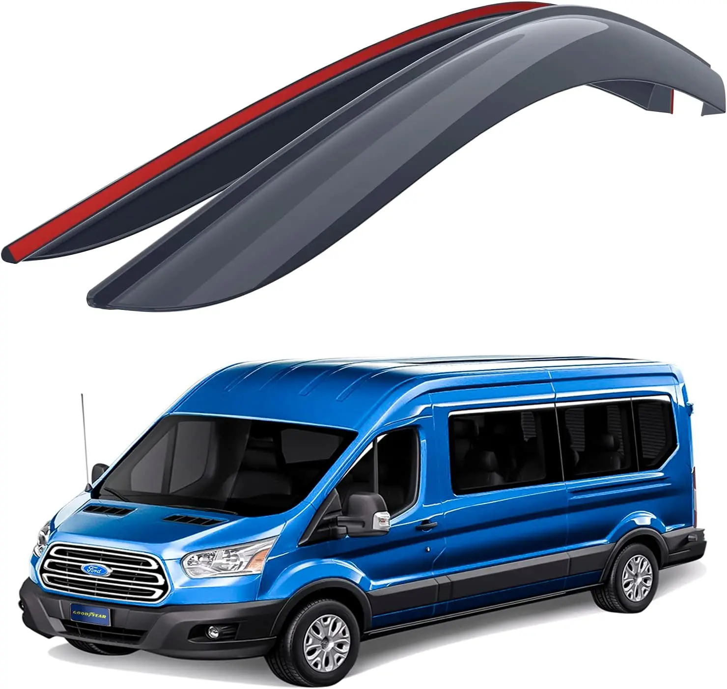 

Shatterproof Window Deflectors for Transit 2014-2024, Tape-on Rain Guards, Window Visors, Vent Deflector,Vent Visor, Car Access