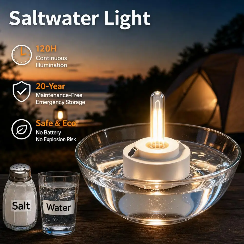 Floating Saltwater Lamp With Saltwater Sea Light LED Night Light Without Power Supply Self Illuminating 3000k Emergency Light