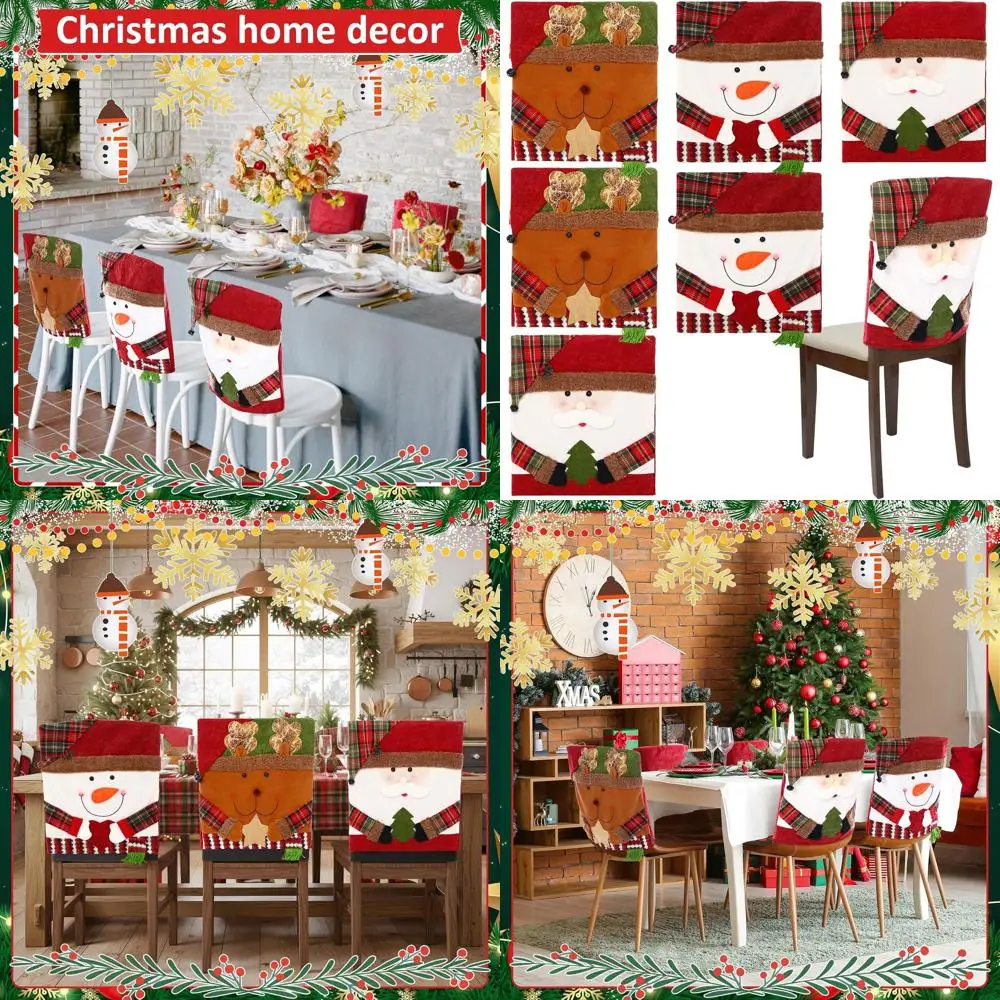

Christmas Bulk Chair Covers with Santa, Snowman & Reindeer for Holiday Dining & Celebrations