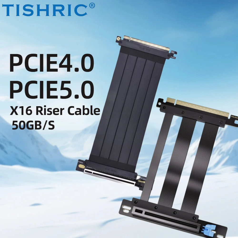Cabo Extensor TISHRIC PCI-E 4.0/5.0 X16 para Placa de Vídeo, Blindado EMI, Flexível, Extensor Express Gen 4 para GPU