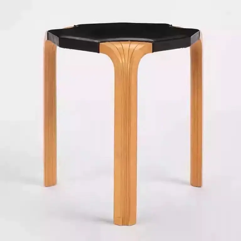 Furniture Middle Aged Solid Wood Knight Stool Coffee Table White Wax Wood Shoe Changing Stool Luxury Small Chair Makeup Stool