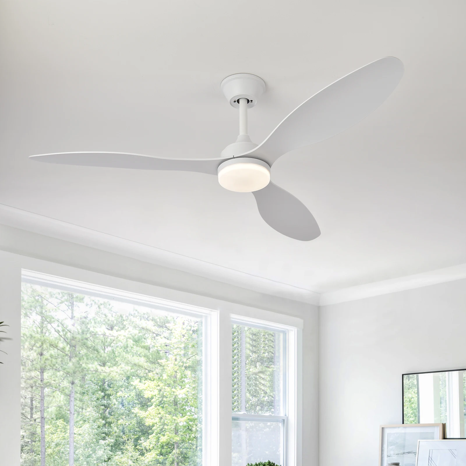 25 42 52 Inch Ceiling Fans With Lights Led 3 Color 6 Speeds DC Motor Fans Remote Control Low Floor Decorative Fans With Lighting