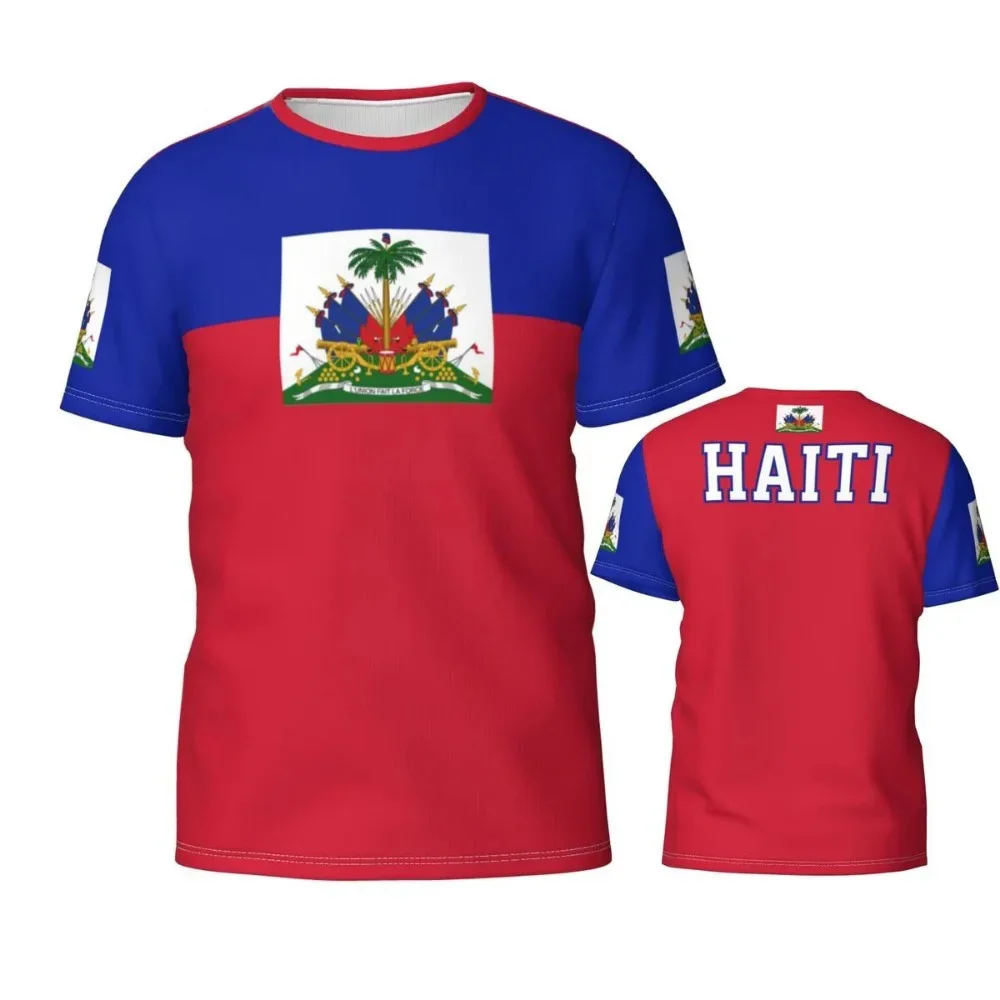 

Fashion New Haitian Flag Graphic 3D Print T-shirts Haitian Emblem Men Sports Tops National Day Gifts Personalized Tee