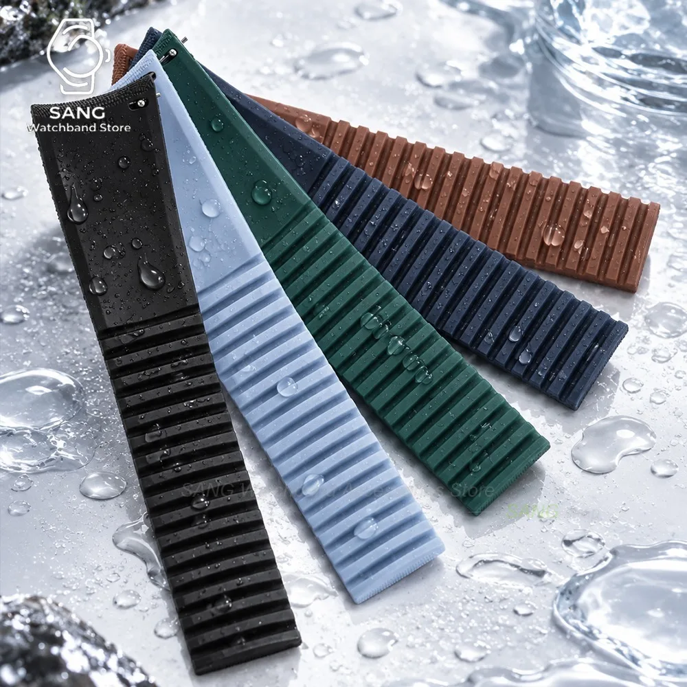 20mm 21mm 22mm Schnellverschluss Uhrenarmband mit gebogenem Ende, neues weiches FKM Fluorkautschuk Uhrenarmband, Herren Armband, universelles Sportarmband – Detail 10