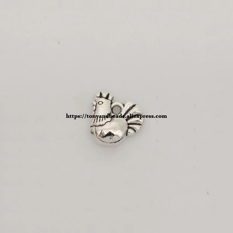 (50Pcs/Lot) Zinc Alloy Tibetan Silver European Charm Chick-Shape Pendant Size 12X12mm ZN46145B