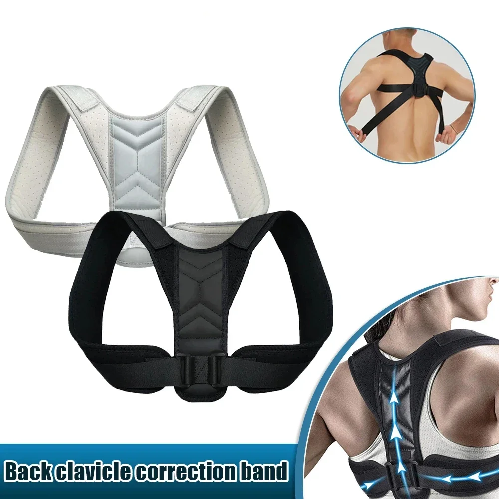 Adjustable Breathable Posture Corrector, PU Back Brace Support Belt for Men Women Improve Slouch Relieve Shoulder Back Pain