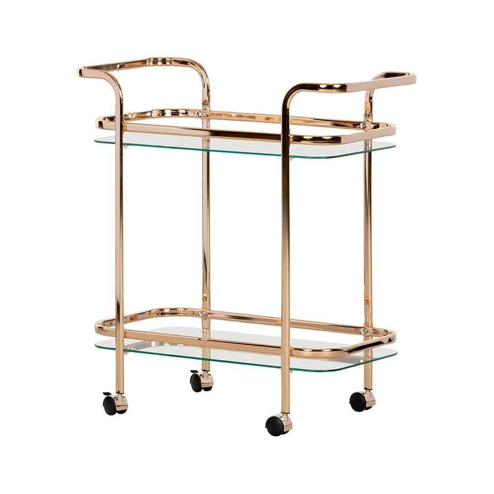 TMG-K28 Commercial Modern Tempered Glass Bar Cart Customized Drinks Trolley For Hotel Supermarket Kitchen Home Bar Dining Use