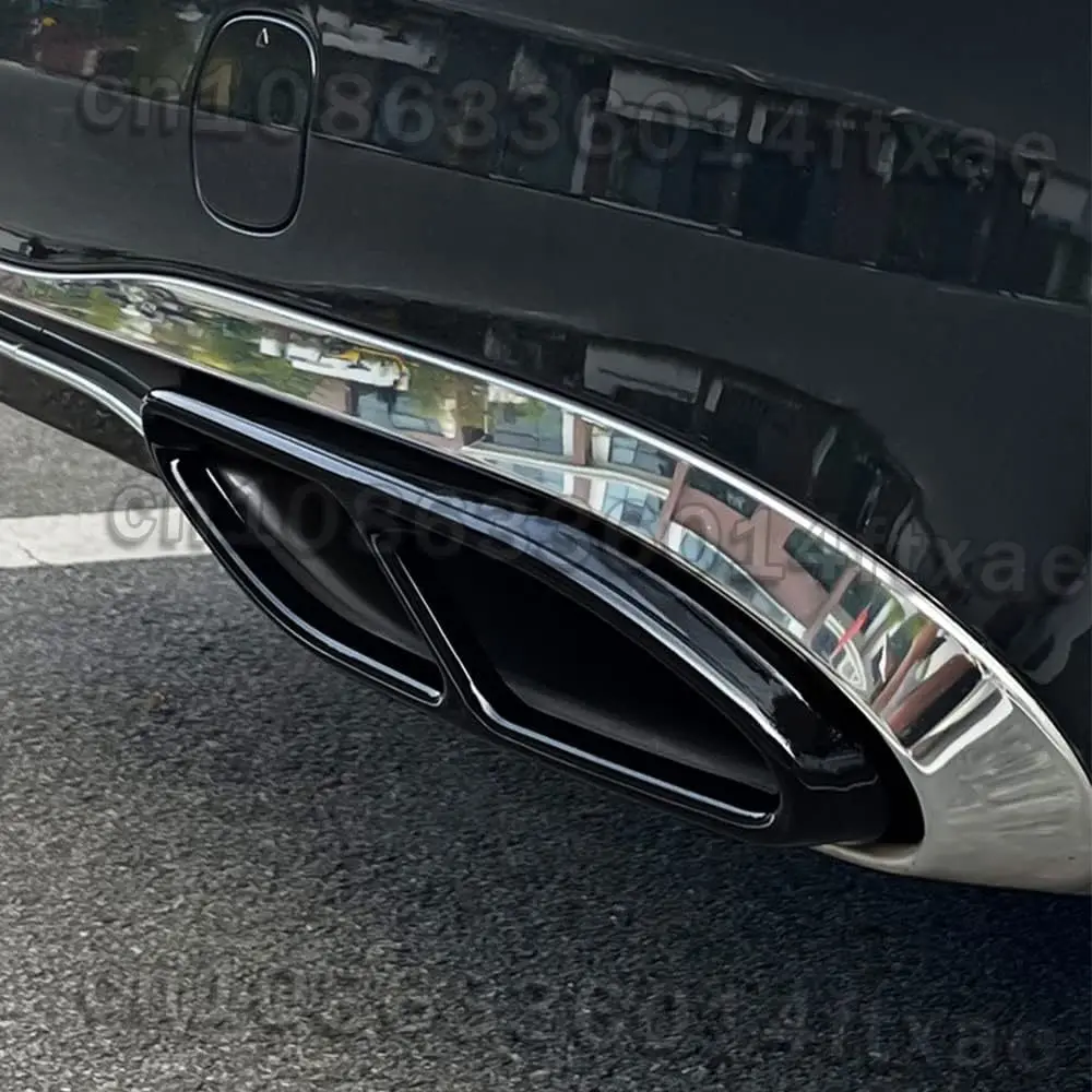 2 PCS Stainless Steel Tail Pipe Exhaust Pipe Frame Decoration Suitable for Mercedes-Benz S-Class W223 S450 S560 S500 S580(Black)