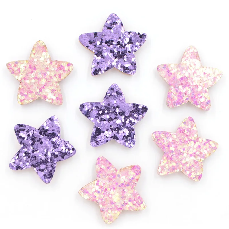 40Pcs Glitter Leather Padded Patches Star Shape Applique for Craft/Clothes/Hairpin DIY Scrapbooking Accessories