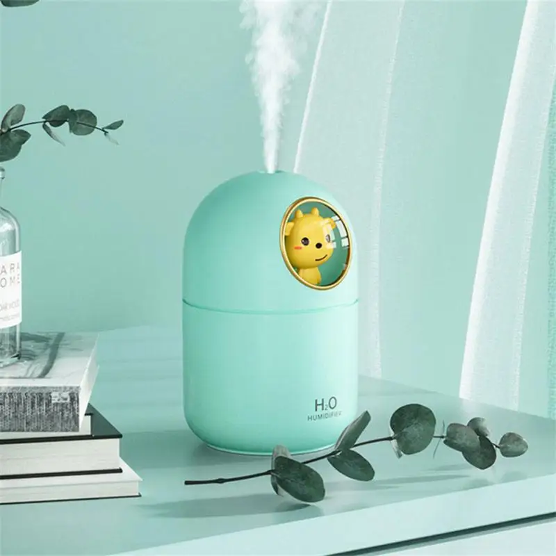 Lovely Rabbit Air Humidifier 300ML Cute Pet Ultrasonic Cool Mist Oil Diffuser Romantic Color LED Lamp USB Humidificador