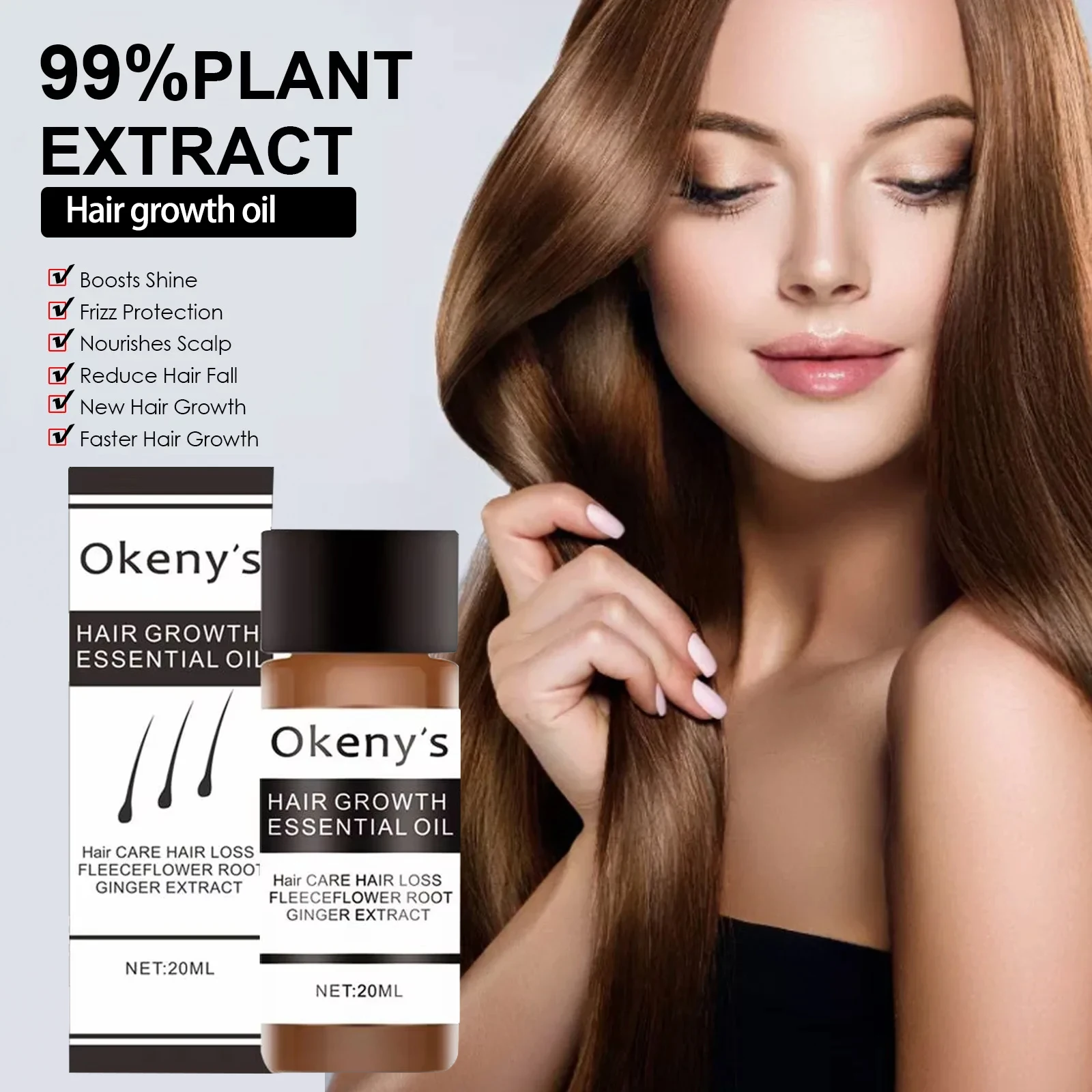 Okeny\'s Fast Powerful Hair Growth Essence Products Essential Oil Liquid Treatment Preventing Hair Loss Hair Care Andrea 20ml