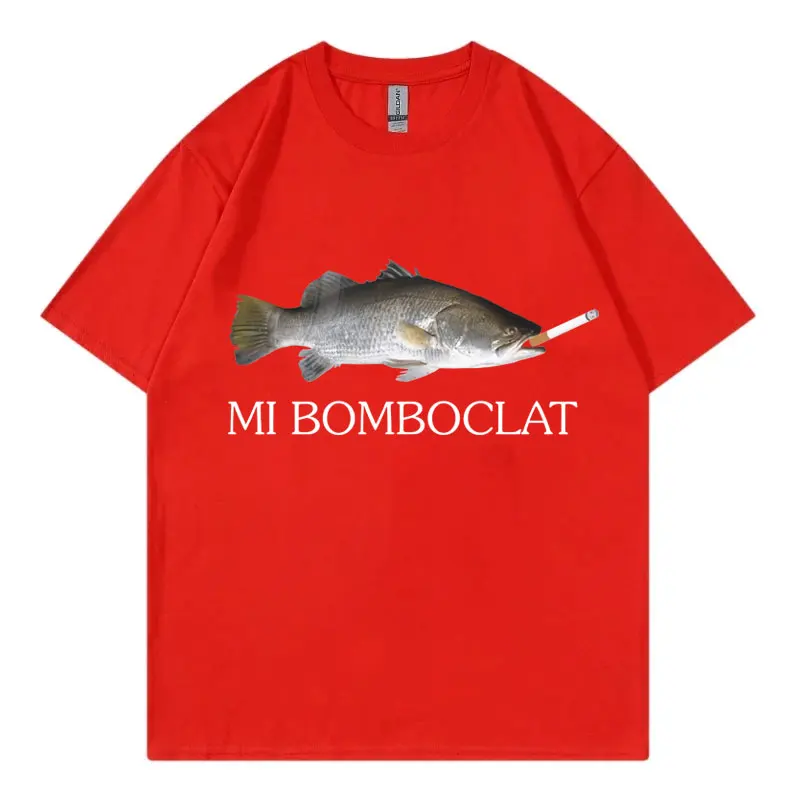 مضحك Bomboclat الأسماك ميمي المرأة تي شيرت شارع العليا موضة الاتجاه Y2k قصيرة الأكمام تي شيرت الرجال Harajuku خمر نمط تي شيرت
