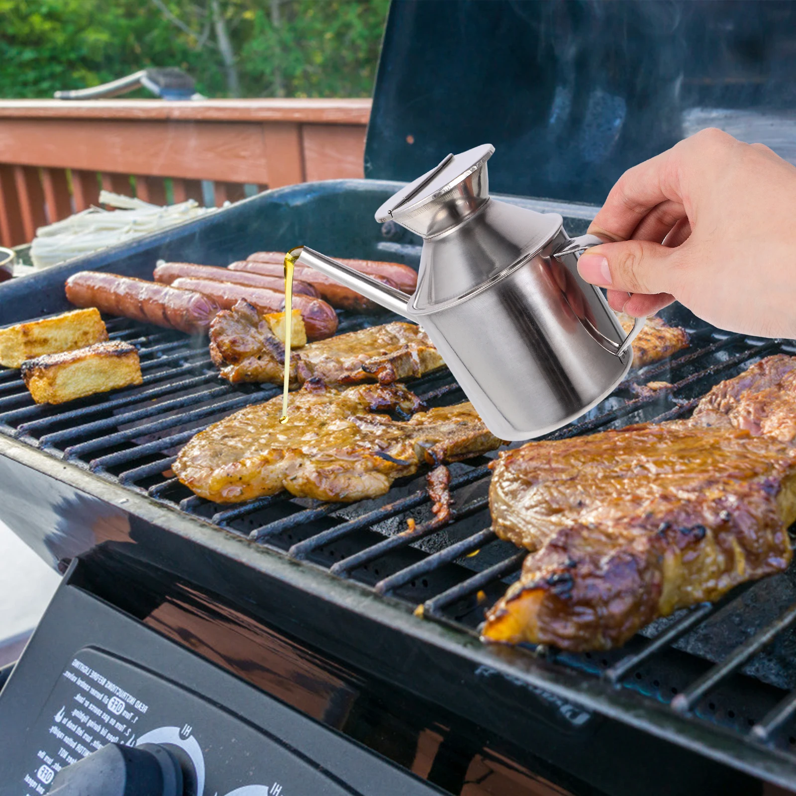 

Stainless Steel Oil Can Olive Dispenser Bottle for Kitchen Cooking Vinegar Soy Sauce Storage Container Filter Pot