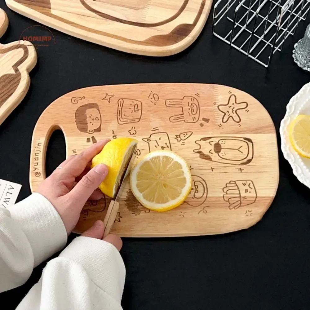 

Cute Carved Wooden Chopping Board Cartoon Pattern Irregular Shape Chopping Block Hangable Pizza Plate Kitchen