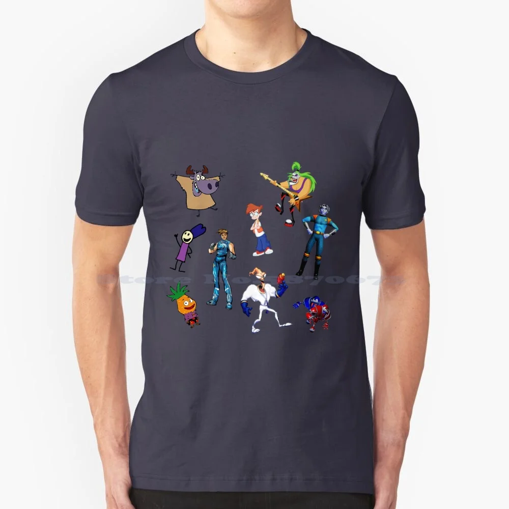 Cartoon Gaming Character Cluster T Shirt 100% Cotton Tee 2000s Cartoons 1990s Cgi Show Animation Movie Games Gaming Character